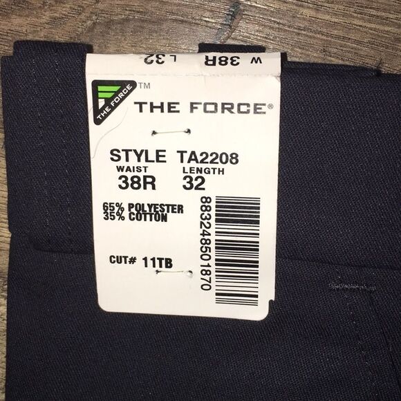 Mens New Black Flat Front Blue Line work & Night Guard Security work pants 38x32 - Picture 2 of 2